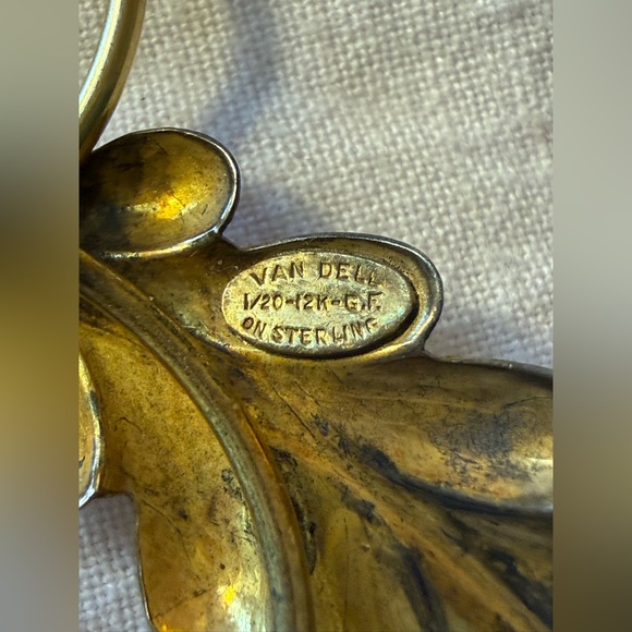 Vintage Van Dell 12K Gold Filled onSterling Silver Floral Brooch - Picture 4 of 7